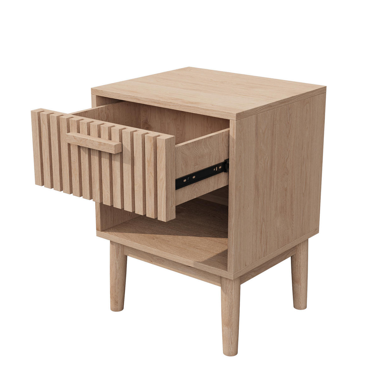 NACHTTISCH 2er Set Holzoptik Schubladen Ablage 40x35x55 cm - Naturfarben, Holz (35/55/40cm) - LEBENLANG