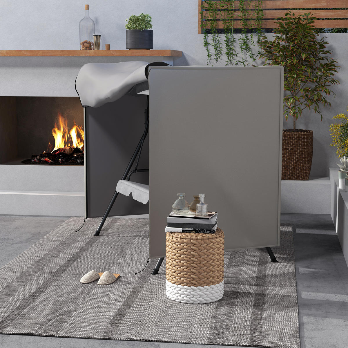 ABDECKUNG Hollywoodschaukel, Grau - Grau, Kunststoff (114/152/177cm) - Outsunny