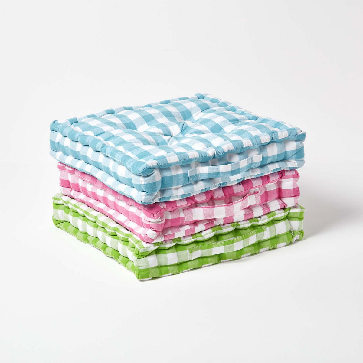 SITZKISSEN grün-weiß kariert 50/50/10 cm - Grün, Textil (50/50/10cm) - Homescapes