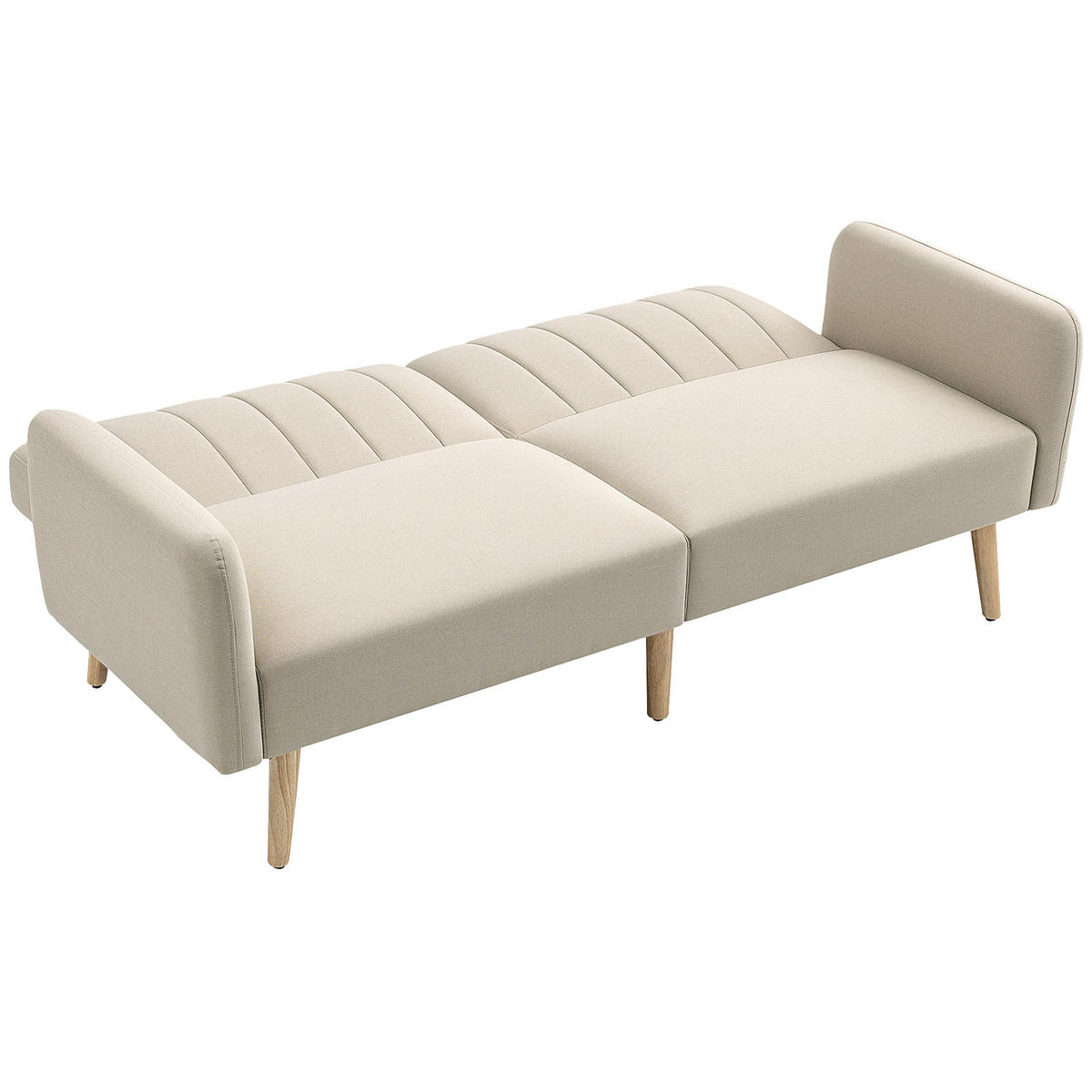 SCHLAFSOFA 2er-Sitz DE-14588 3-fach verstellbare Rückenlehne Beige - Beige, Holzwerkstoff (173/73/75cm) - ComfortXL