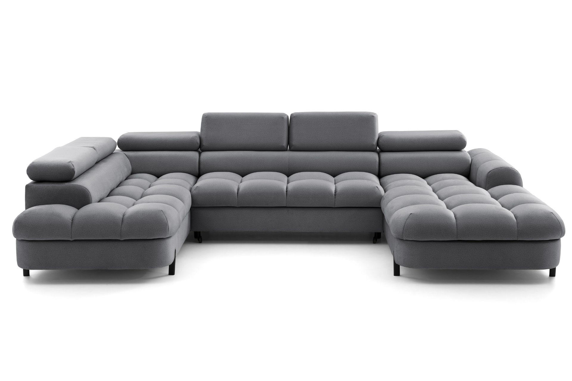 ECKSOFA U-Form BOWL U Links mit Schlaffunktion 125x265 Velours Dunkelgrau - Dunkelgrau/Schwarz, Holz/Textil (339/90/195cm) - Muffo