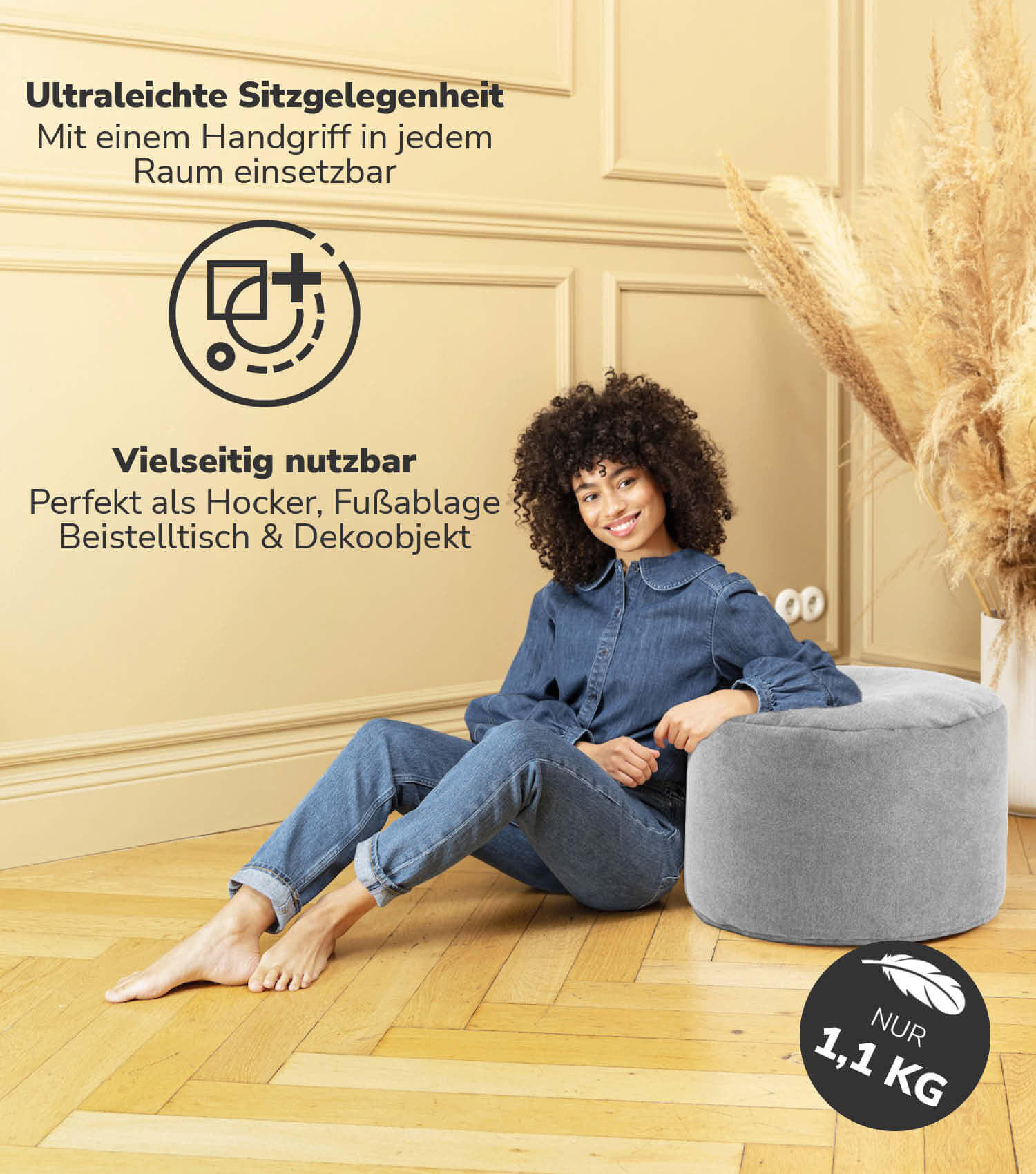 POUF Der Ruhepouf - Grau, Textil (50/30/50cm) - Mokebo