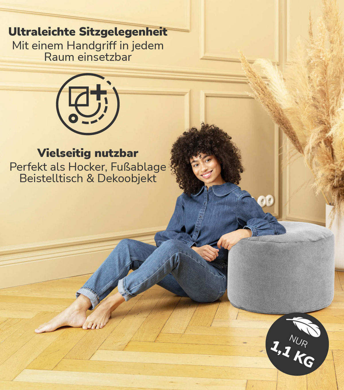 POUF Der Ruhepouf - Grau, Textil (50/30/50cm) - Mokebo