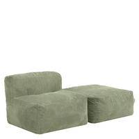 SITZSACK-SOFA 2-tlg.: Ecksessel, Fußstütze - Grün, Textil (185/46/95cm) - icon