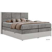 POSTEL BOXSPRING DELVIT KING 160/200 - Světle šedá Samet - Topper Visco - H4 - černá/světle šedá, textil/plast (160/200cm) - MKS