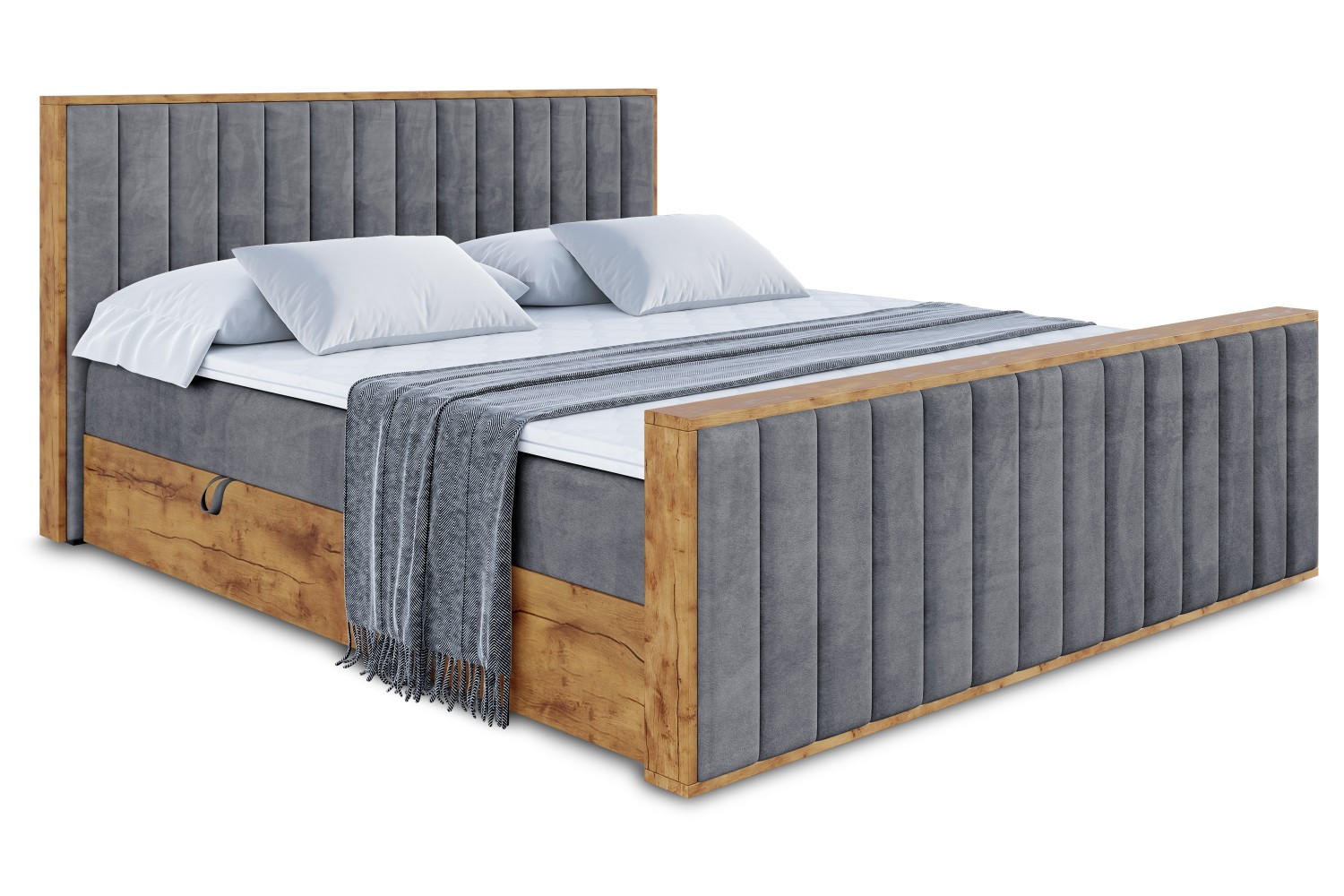 BOXBETT mit Matratze H4 und Lattenrost - LOLLI4-Z - 120x200 - Dunkelgrau Casablanca - Dunkelgrau, Holzwerkstoff (120/200cm) - ALTDECOR
