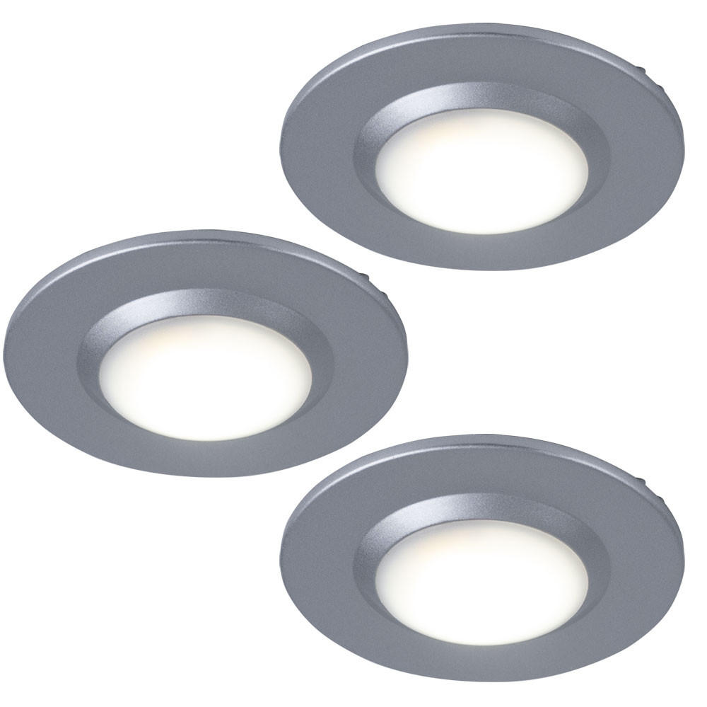 LED DECKENLEUCHTE Aluminium Silbern matt 3er Set - Silberfarben, Metall (7/7/1cm)