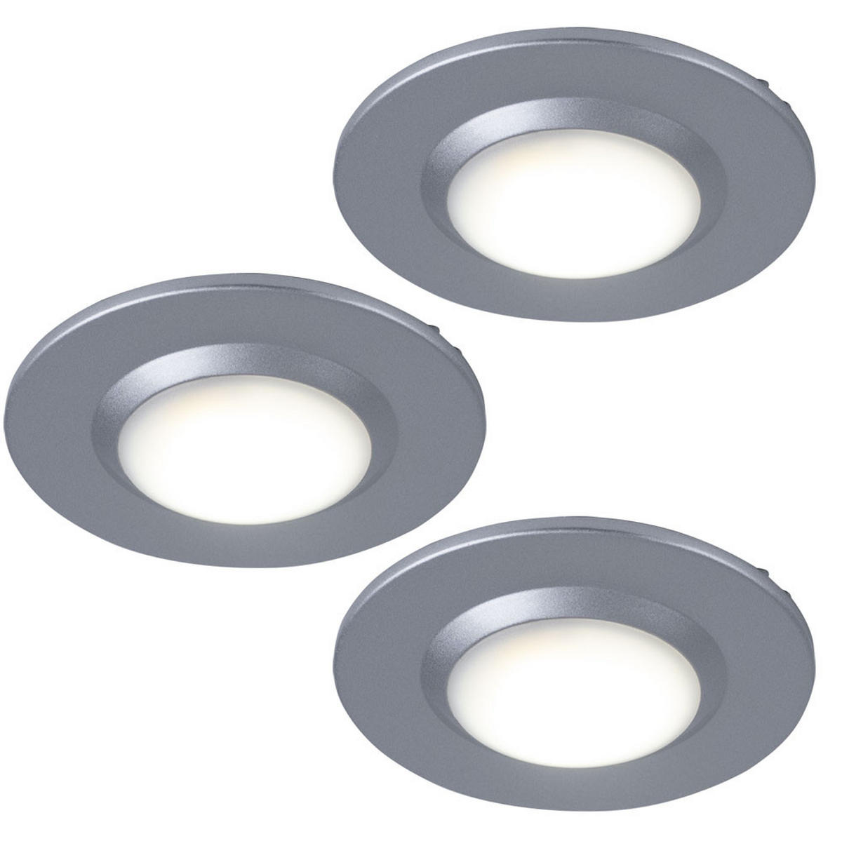 LED DECKENLEUCHTE Aluminium Silbern matt 3er Set - Silberfarben, Metall (7/7/1cm)