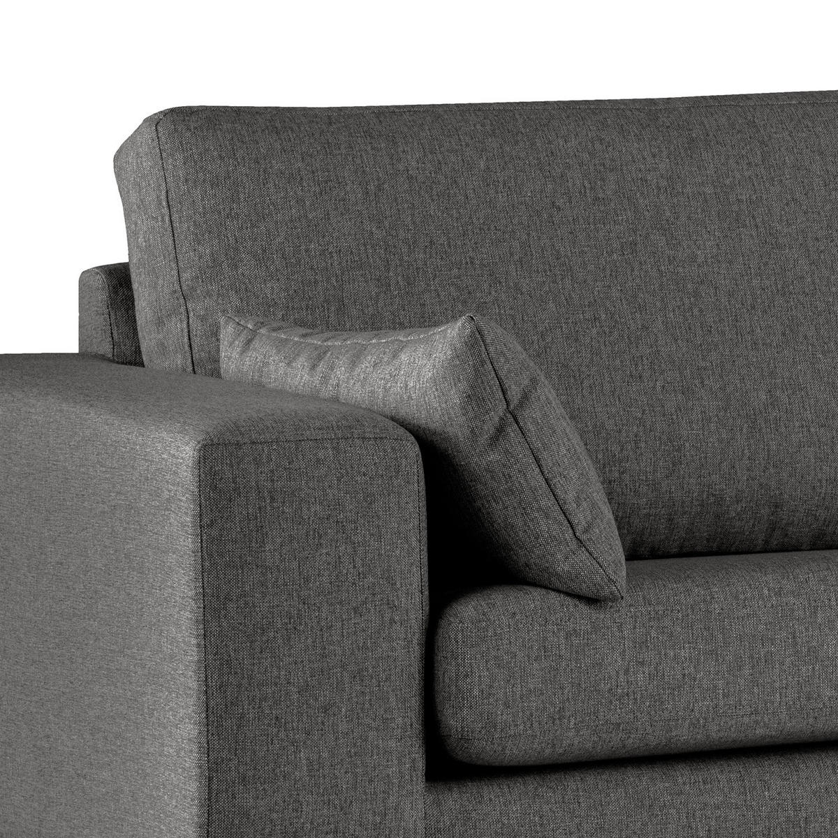 ECKSOFA mit Ottomane - Dunkelgrau/Buchefarben, Buchenholz/Textil (287/219cm) - home24