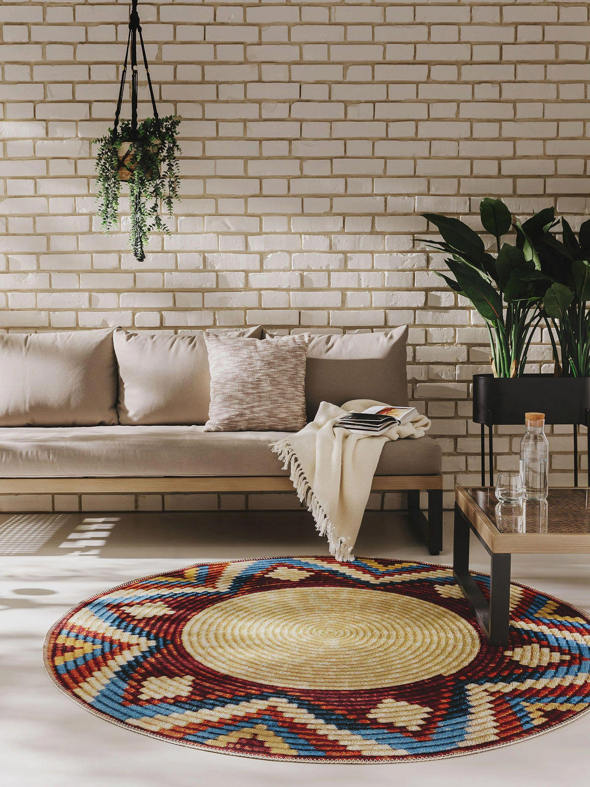 OUTDOORTEPPICH rund Kenya Multicolor ø 160 cm rund - Multicolor, Textil (160/160cm) - benuta Nest