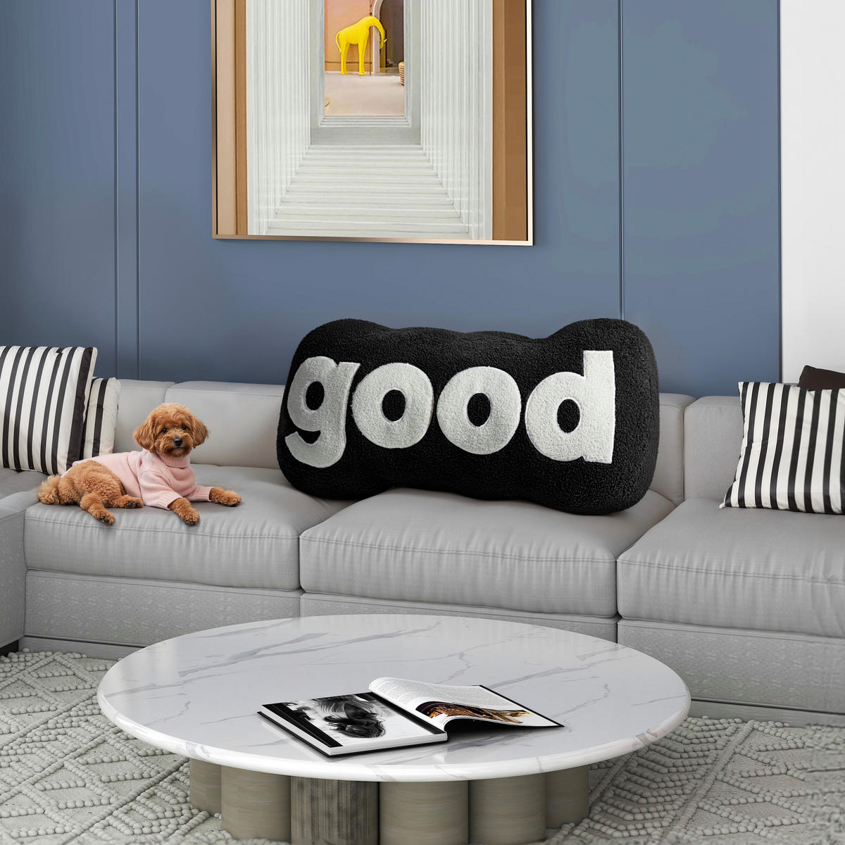 RÜCKENKISSEN Dekokissen GOOD - Schwarz, Textil (24/95/45cm) - Vercart