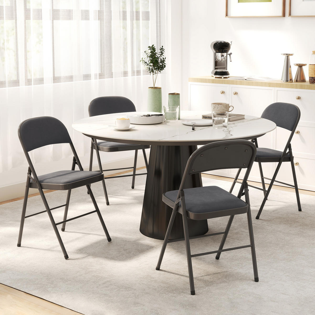 KLAPPSESSEL Grau 4 Stück - Grau, Naturmaterialien (45/78/46cm) - GiPP