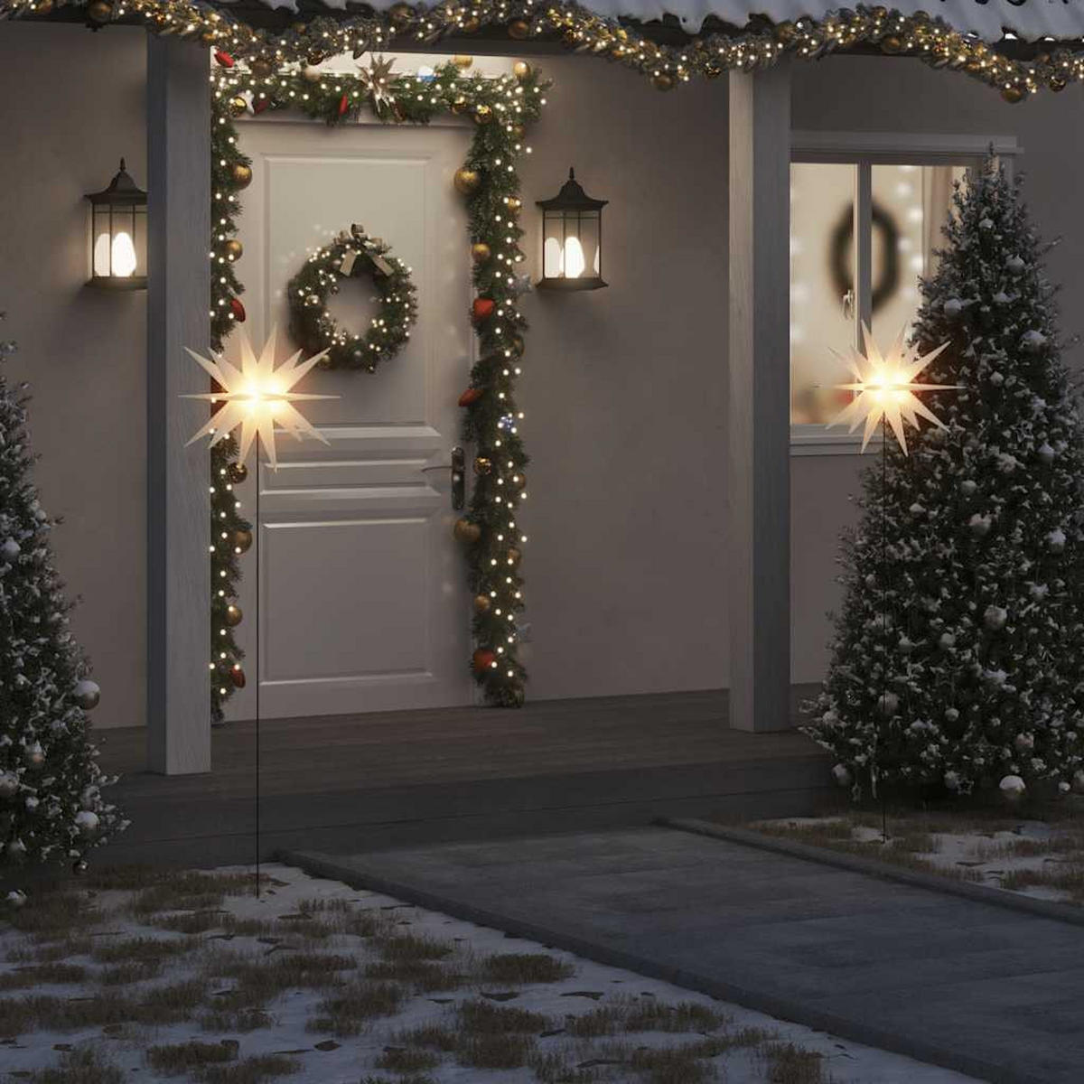 WEIHNACHTSSTERN LED Mit Erdspiess Faltbar Weiss 57 Cm - Weiß, Kunststoff (58/138/58cm) - vidaXL