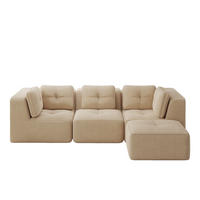 3-SITZER Sofa 297x177x69 cm aus Cordstoff rahmenlos modular mit Ottoman, beige - Beige, Textil (177/69/297cm)