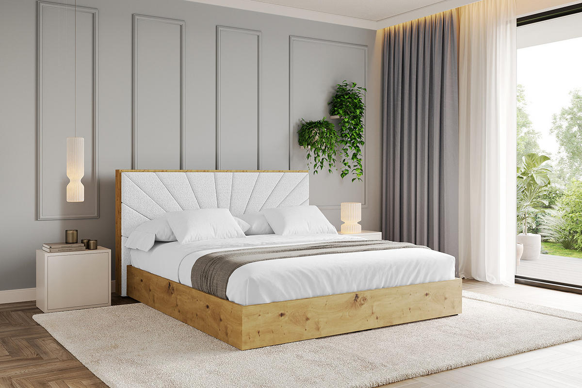 POLSTERBETT mit Bettkasten und Lattenrost, Bett mit Matratze H3/H4 - ENZO6 180x200 Weiß - Weiß, Holzwerkstoff/Textil (180/200cm) - ALTDECOR