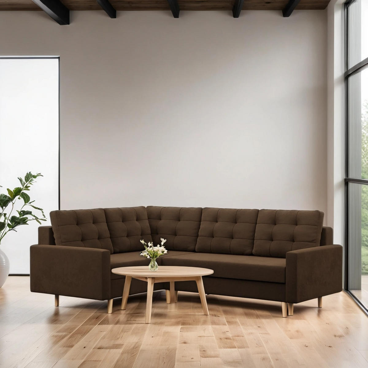 ECKSOFA Blank links braun - Braun, Textil (223/172cm) - SIMKAM Furniture