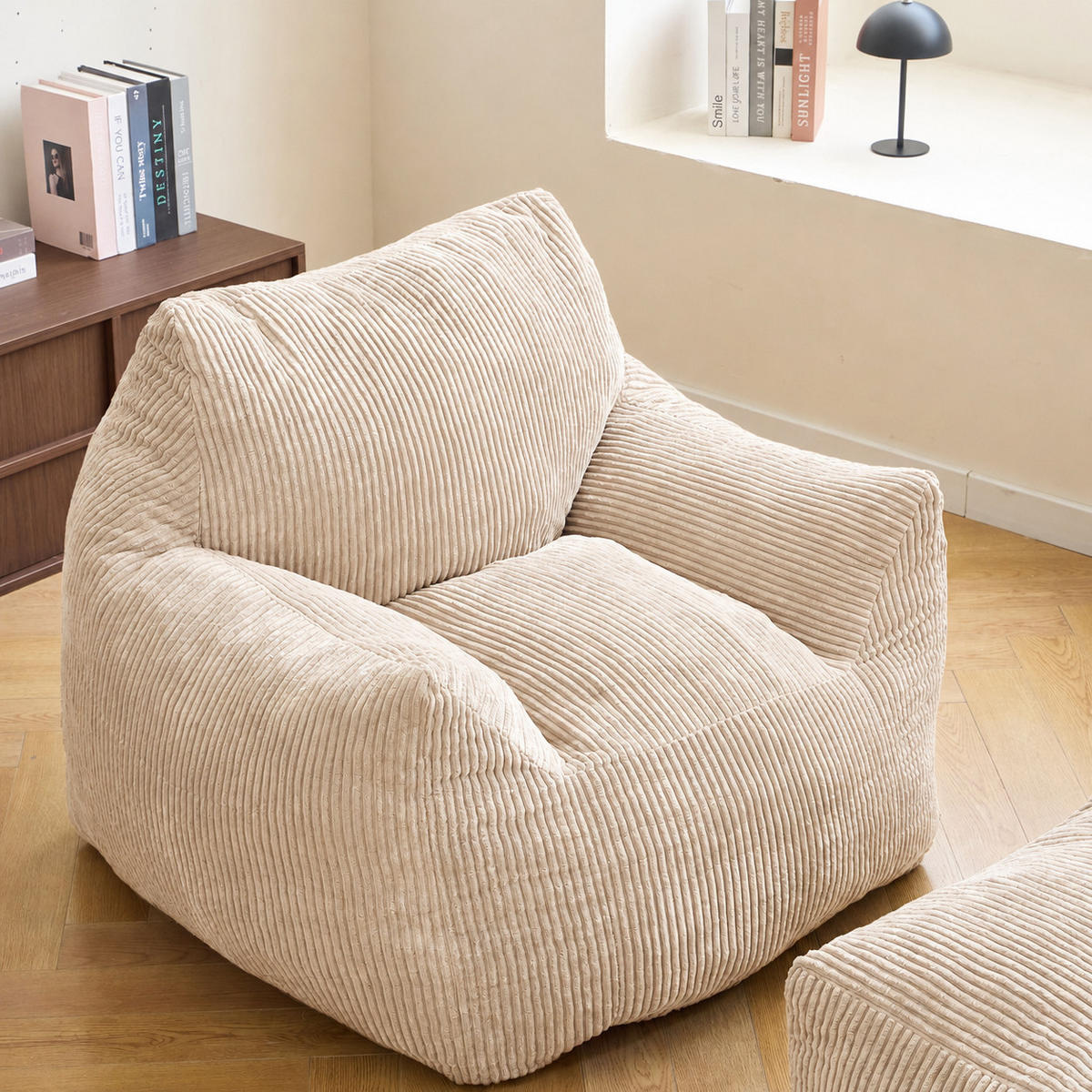 POUF kord Beige - Beige, Textil (95/80/95cm) - Nordlys