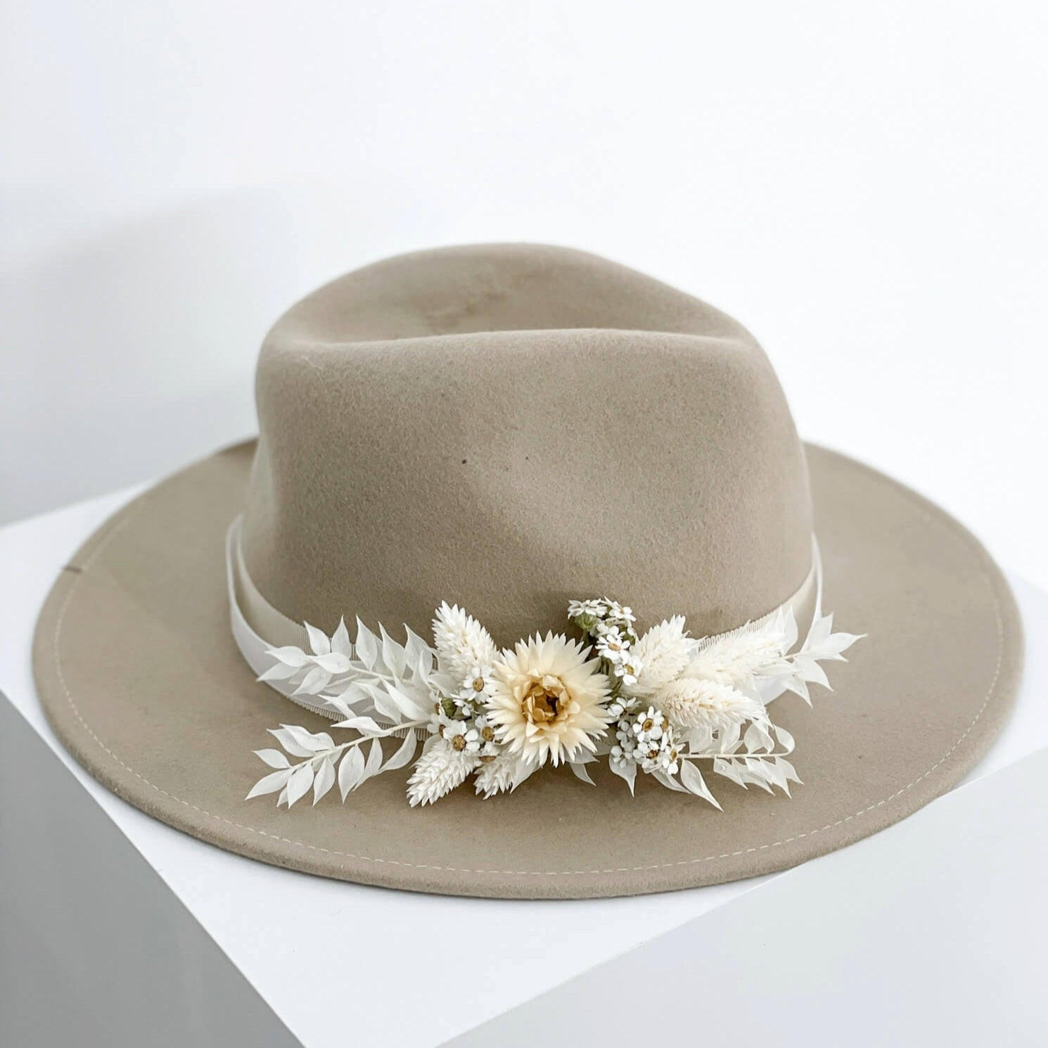 HUTBAND Trockenblumen weiß - weiß - Creme/Weiß, Naturmaterialien (15cm) - Lykke & You