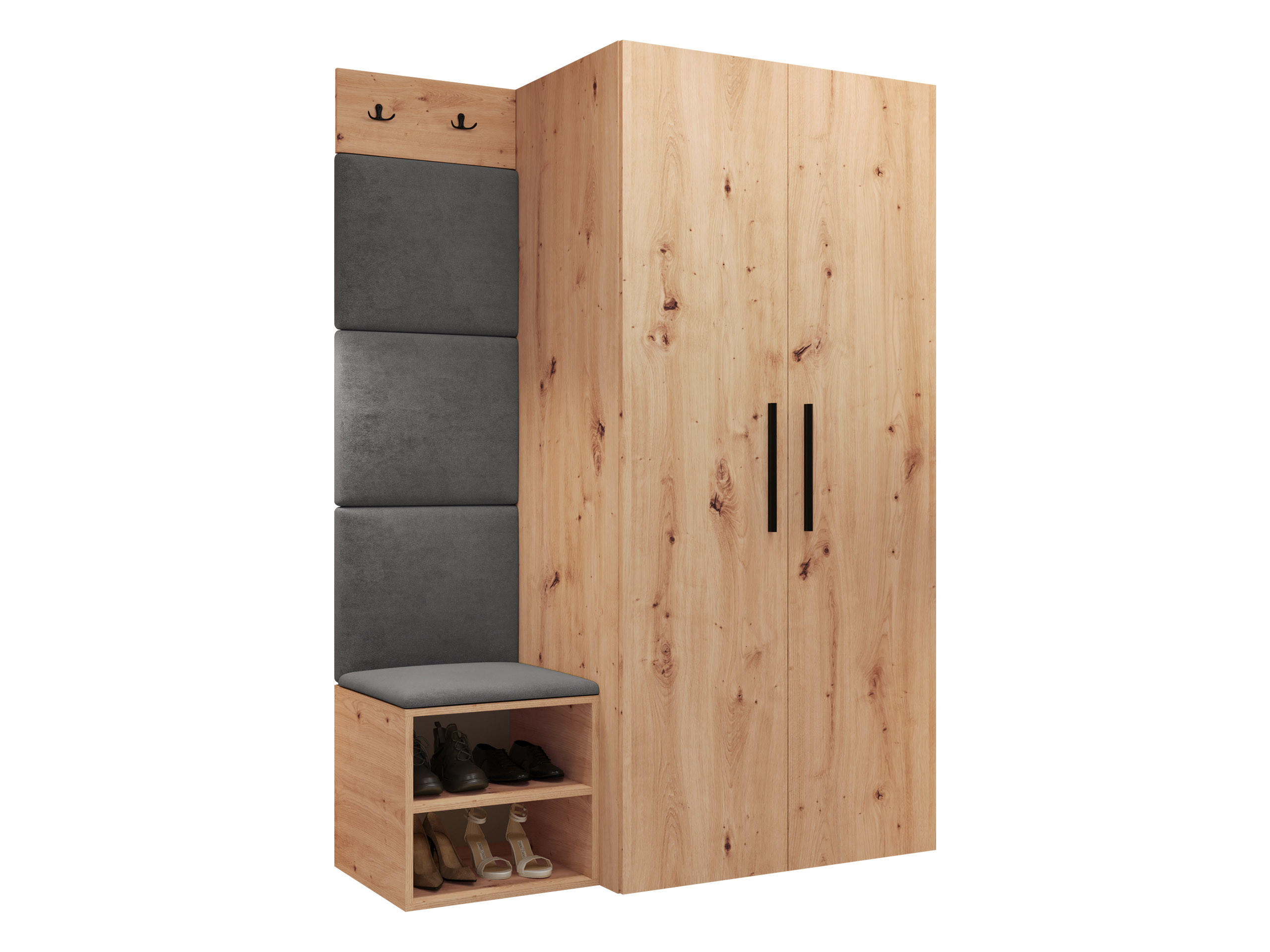 GARDEROBEN-SET Medi IV - Schwarz/Eiche Artisan, Holzwerkstoff/Kunststoff (80/191/50cm) - MIRJAN24