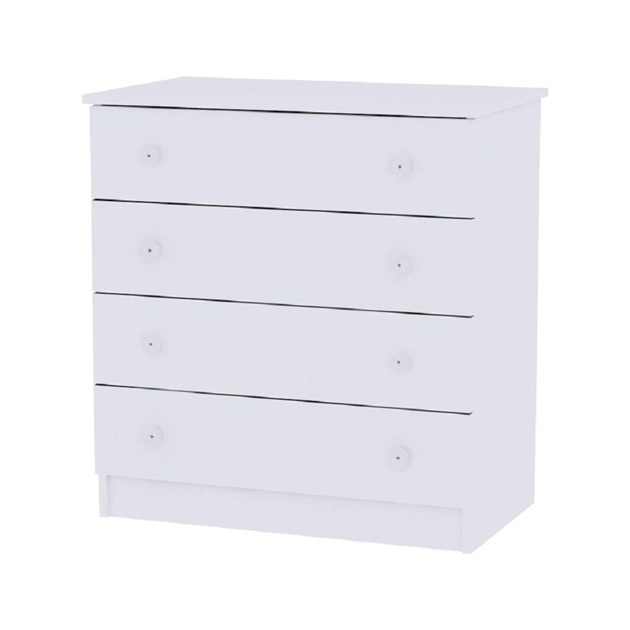 KOMMODE Dresser weiß 81 x 50 cm, 4 große Schubladen, Melamin-Spanplatte, Kinderzimmer - Weiß, Holzwerkstoff (50/86/81cm) - Lorelli