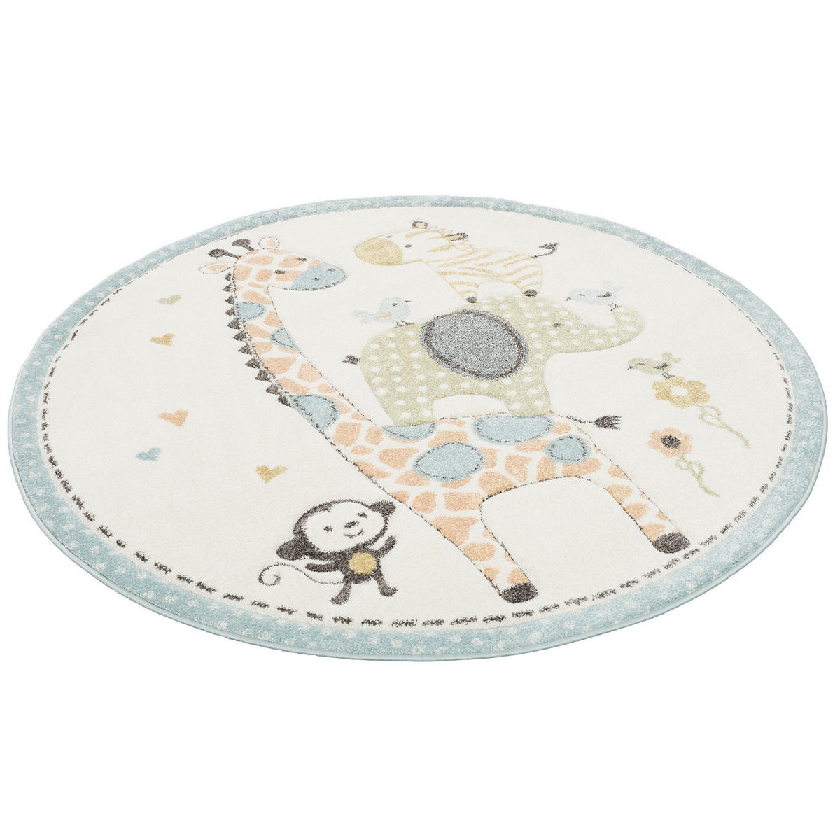 KINDER TEPPICH MAUI KIDS SAFARI TIERE BUNT RUND - Multicolor, Textil (160/160cm) - Pergamon
