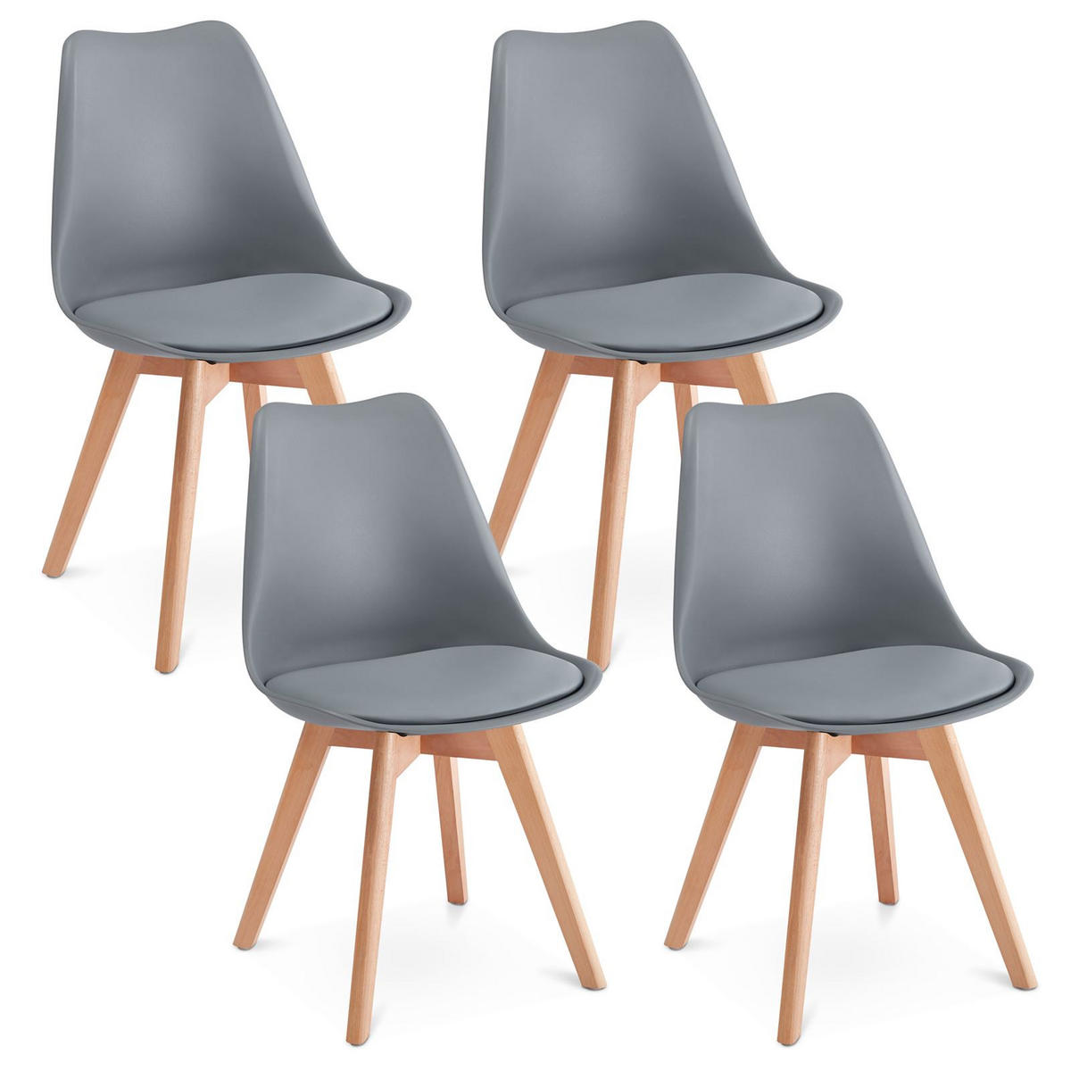 ESSZIMMERSTÜHLE ABBY 4er-Set hellgrau - Hellgrau, Textil (49/82/53cm) - IDIMEX