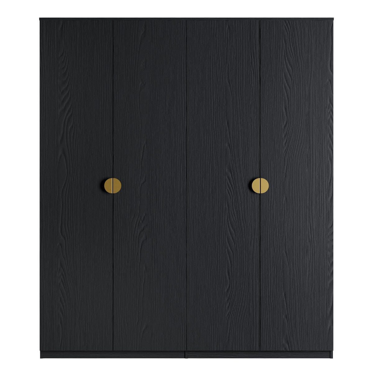 KLEIDERSCHRANK Brunelli 4T Schwarz 179,5/209/58,5 cm – mit 2 Kleiderstangen - Schwarz, Holzwerkstoff (179.5/209/58.5cm) - AX Living