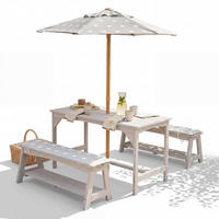 KINDERSITZGRUPPE mit Sitzauflage und Schirm grau - Hellgrau, Holz - Roba