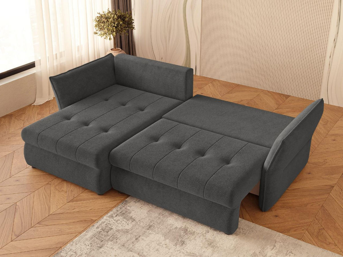 ECKSOFA Lino Dunkelgrau - Dunkelgrau/Schwarz, Holz/Kunststoff (270/172cm) - Graingold