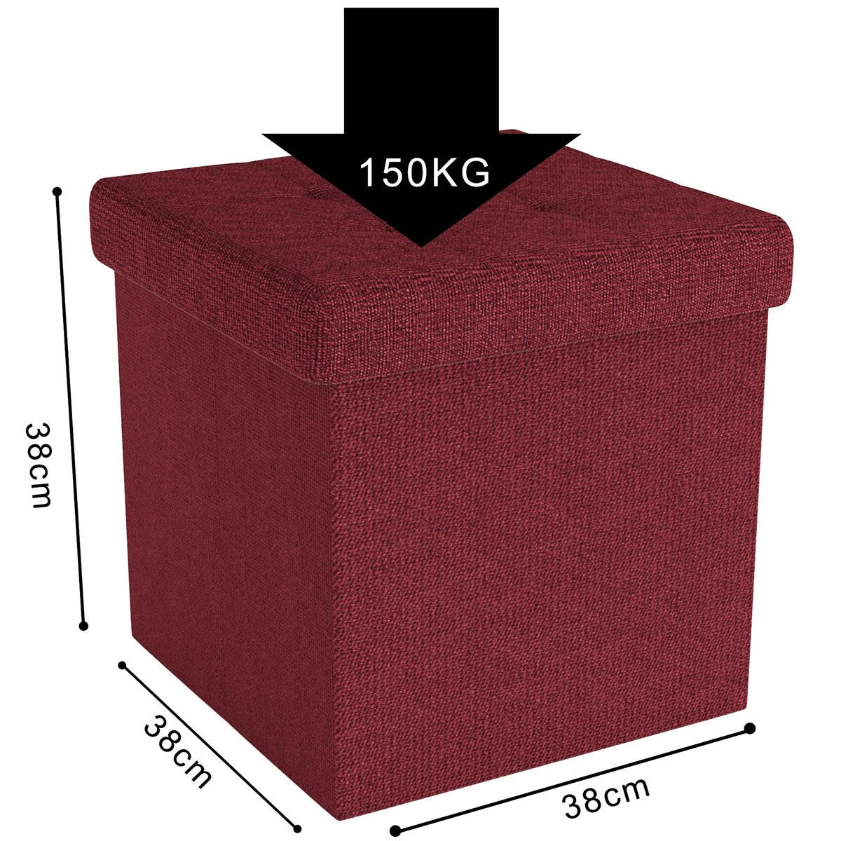SITZHOCKER Faltbar mit Stauraum 38/38/38 cm (Rot) - Rot, Textil (38/38/38cm) - Intirilife