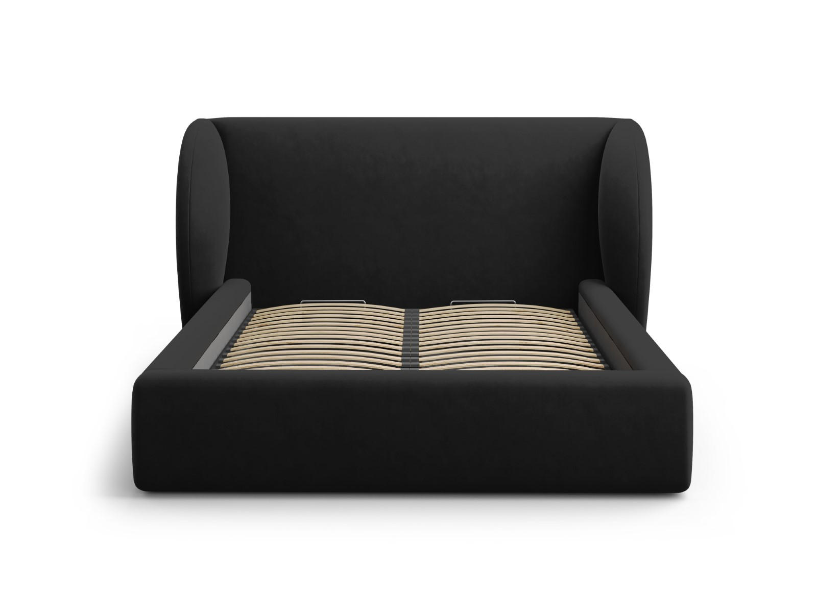BETT mit Bettkasten und Kopfteil Miley aus Samt schwarz 180x200cm - Schwarz, Textil (180/200cm) - Micadoni