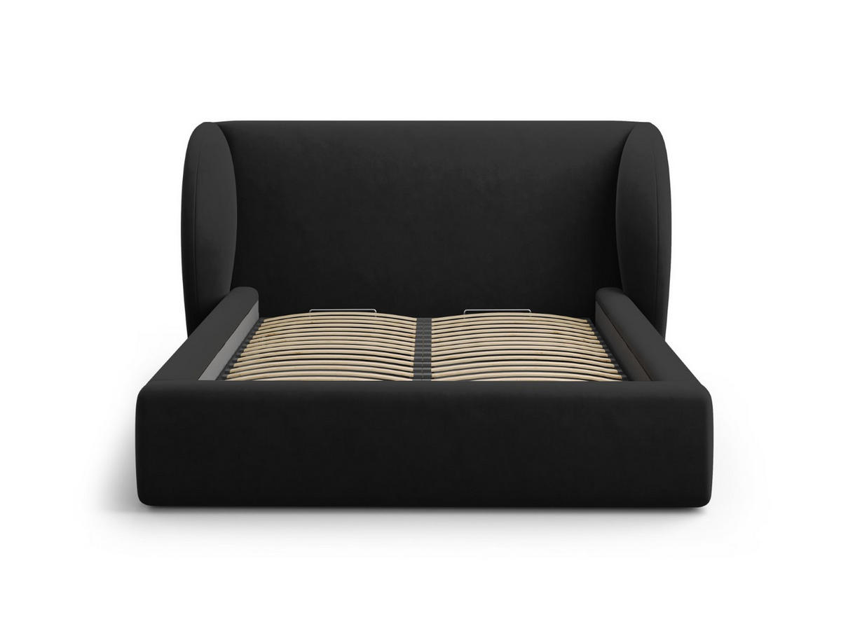 BETT mit Bettkasten und Kopfteil Miley aus Samt schwarz 160x200cm - Schwarz, Textil (160/200cm) - Micadoni