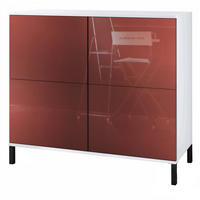 KOMMODE Rova Bordeaux Hochglanz - Bordeaux, Holzwerkstoff (92.5/83.5/35cm) - Vladon