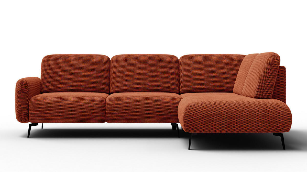 ECKSOFA FEBE 5-Sitzer rechts, dunkelorange - Dunkelorange/Schwarz, Holz/Textil (271/190cm) - Courtois Laville