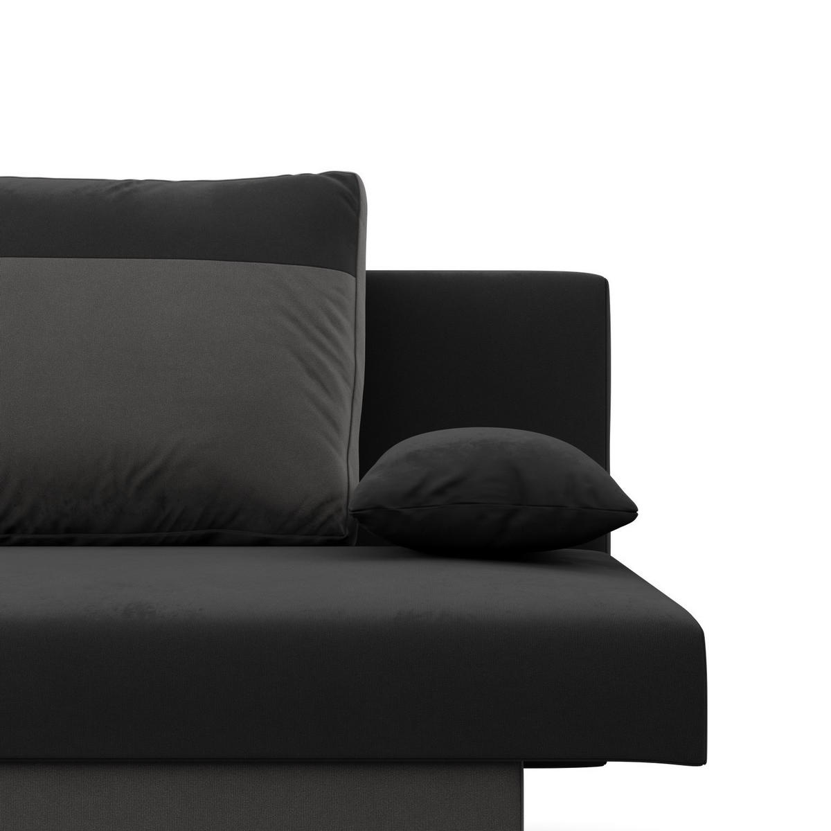 SOFA 3-SITZER MIT SCHLAFFUNKTION NOLA Schwarz/Grau - Schwarz/Grau, Textil (86/85/191cm) - Mebligo
