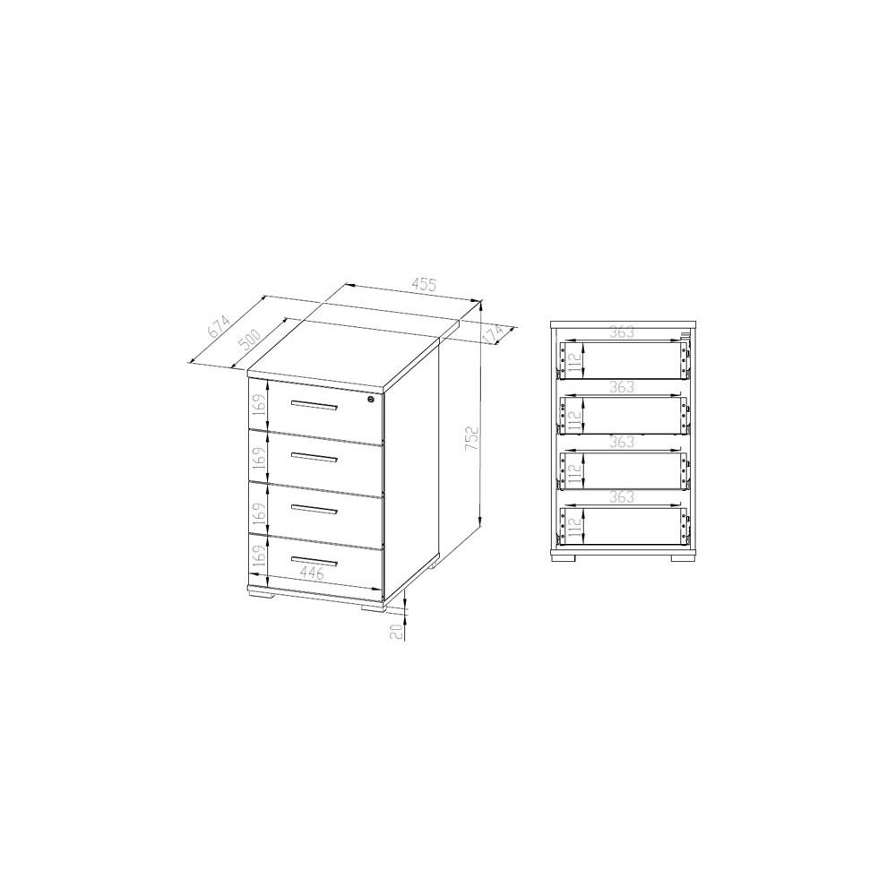SCHUBLADENCONTAINER Optimal Sonoma Eiche hell 46 / 68 / 76cm - Braun, Holz/Holzwerkstoff (46/68/76cm) - Feldmann-Wohnen