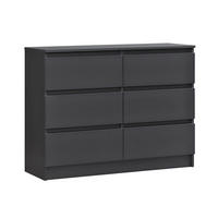 KOMMODE mit 6 Schubladen 100cm breit in anthrazit - Anthrazit, Holz (100/77.5/31cm) - Home Collective