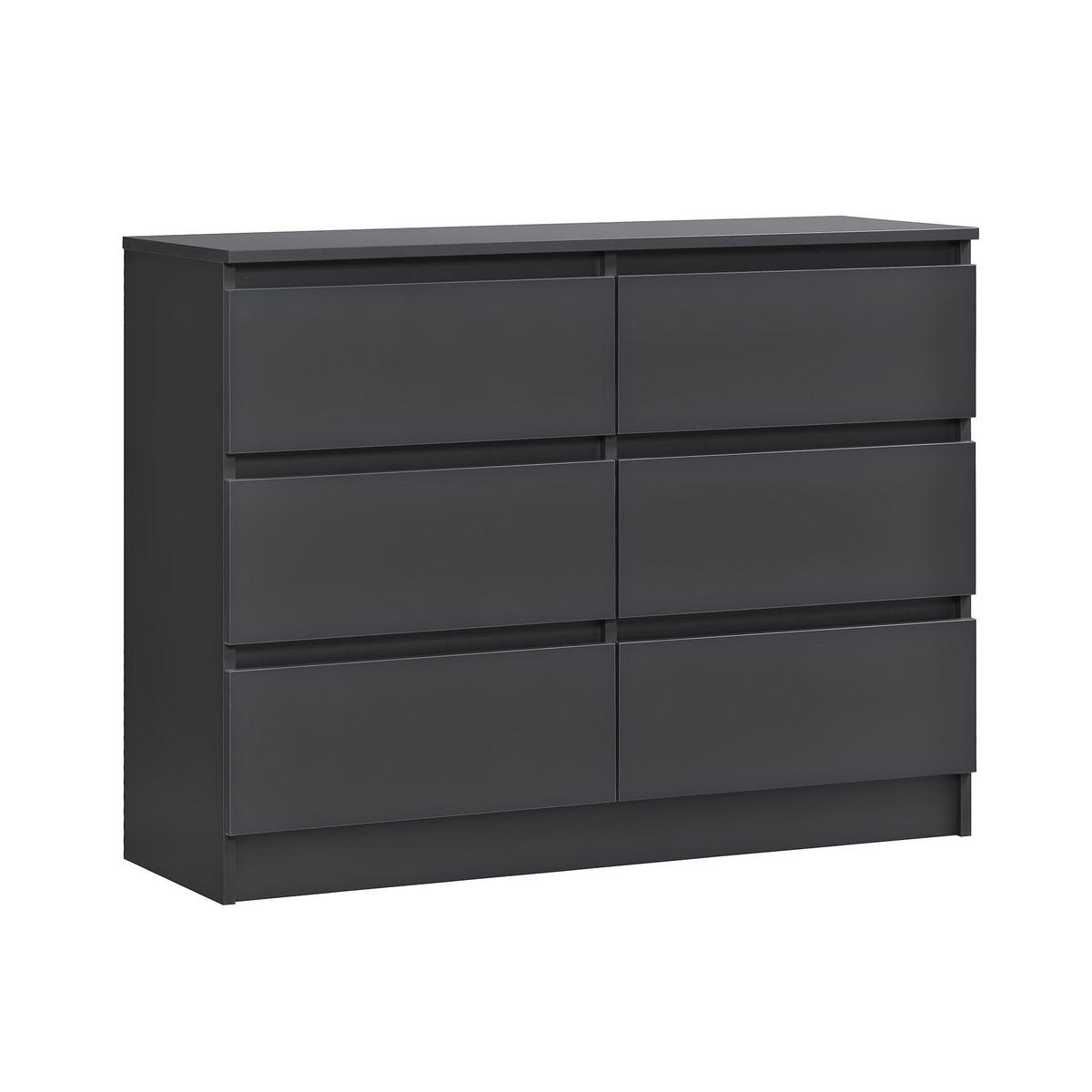 KOMMODE mit 6 Schubladen 100cm breit in anthrazit - Anthrazit, Holz (100/77.5/31cm) - Home Collective