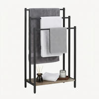 DRŽAČ ručnika - crna, drvni materijal/metal (43/82.5/28cm) - Relaxdays