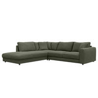 ECKSOFA mit Ottomane - Schwarz/Grau, Holz/Kunststoff (267/254cm) - home24