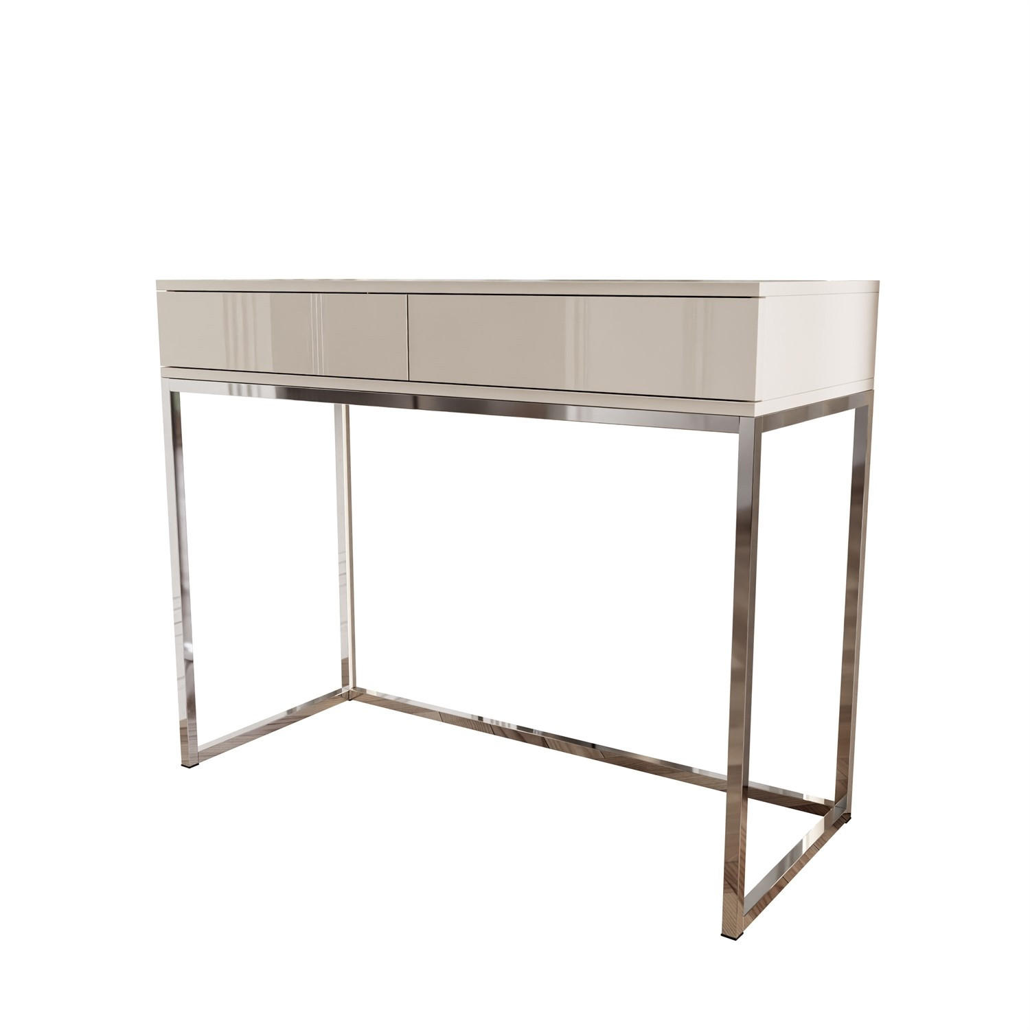 KONSOLE Glamour auf Chromgestell PUSH OPEN - Kaschmir/Silberfarben, Holzwerkstoff (100/81/42cm) - Lookway