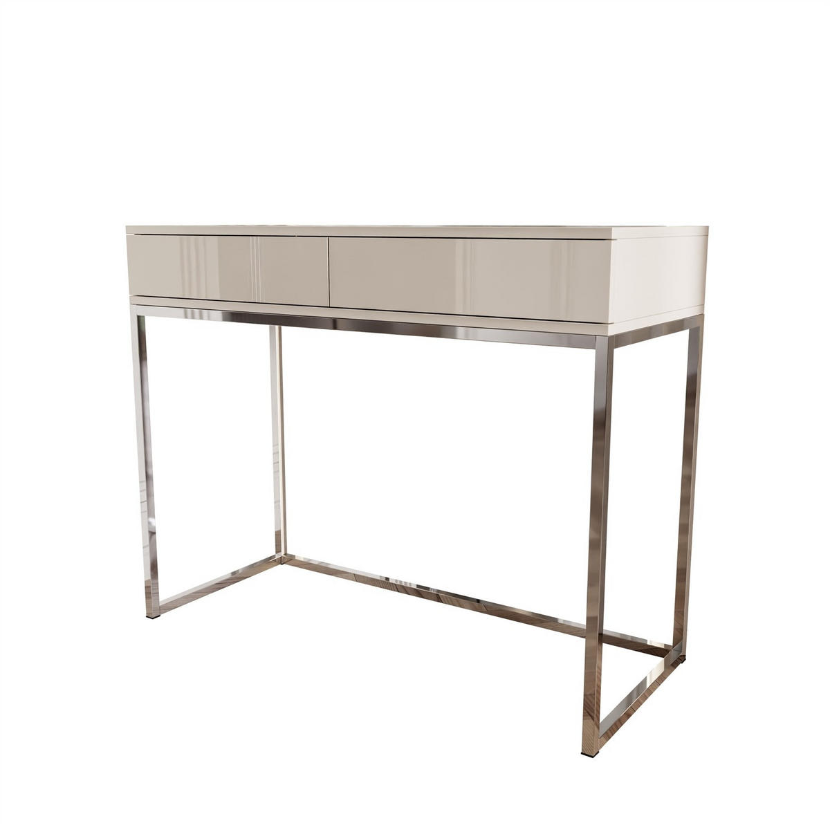 KONSOLE Glamour auf Chromgestell PUSH OPEN - Kaschmir/Silberfarben, Holzwerkstoff (100/81/42cm) - Lookway