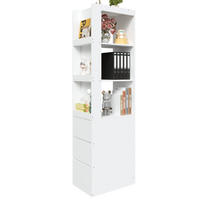 BÜCHERREGAL 60cm 200cm hoch 3 Fächer 3 Schubladen Anti-Kipp - Weiß, Holzwerkstoff (60/200/40cm) - FLIEKS