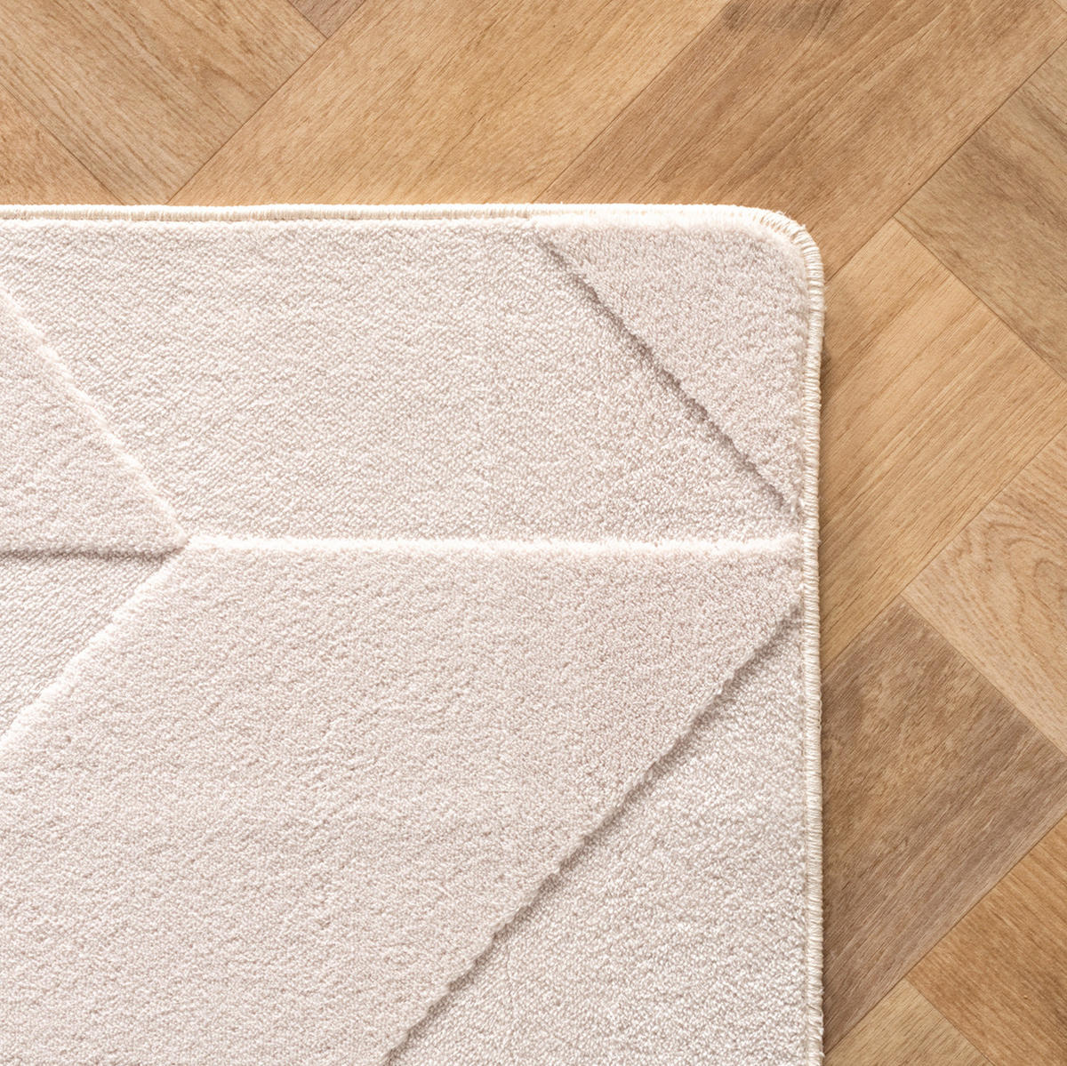 TEPPICH Schlafzimmer Geometrisch Elegant Waschbar Esszimmer Creme 160x230 cm – LAVAREDO - Beige, Textil (160/230cm) - KADIMA DESIGN