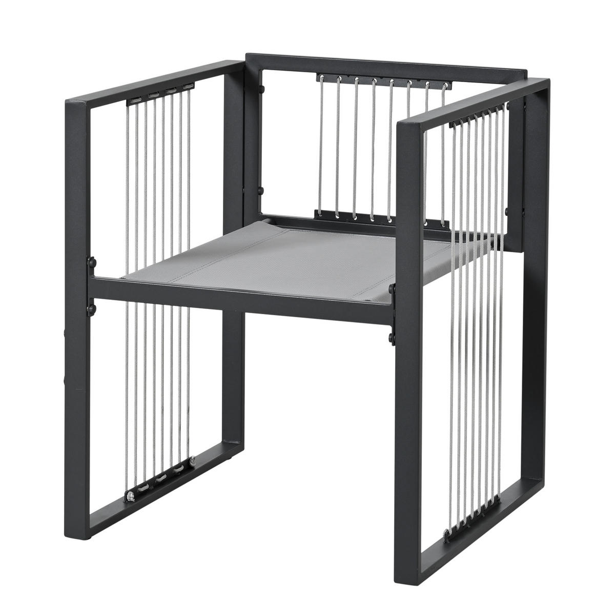 GARTENMÖBEL-SET Modernes 7-tlg. Weiß/Schwarz - Weiß, Metall - ComfortXL