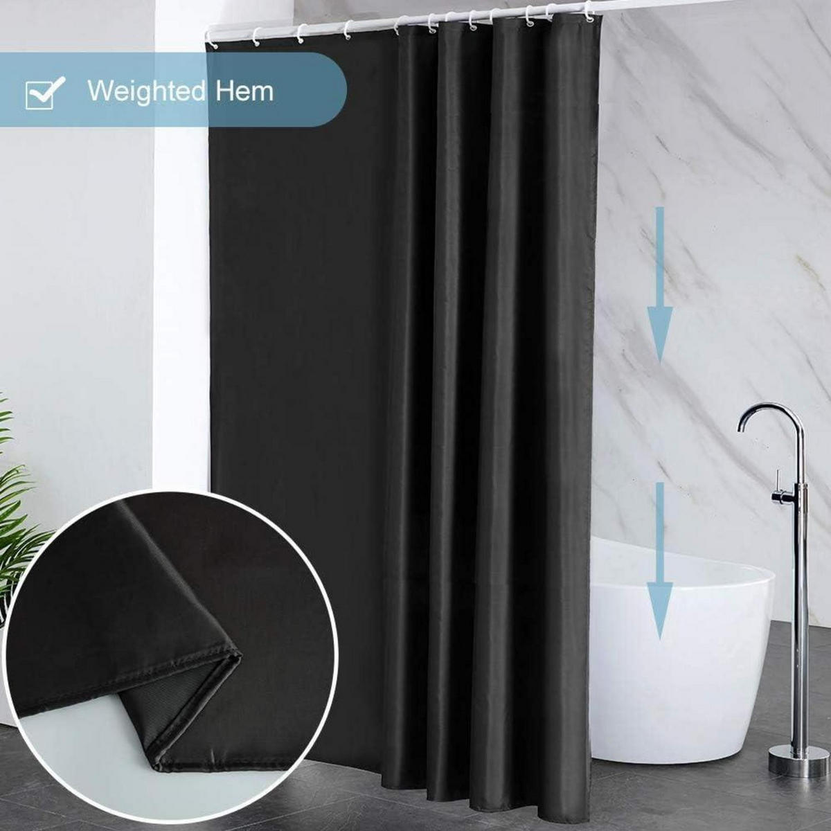 DUSCHVORHANG Schwarz 200 x 240 cm - Schwarz, Textil (200/240cm)