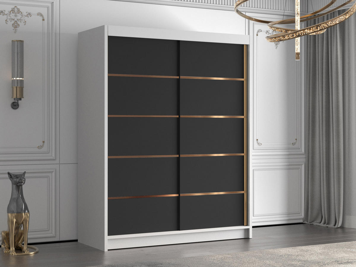 SCHIEBETÜRENSCHRANK Flavio IV - Goldfarben/Multicolor, Holzwerkstoff/Metall (150/200/58cm) - MIRJAN24