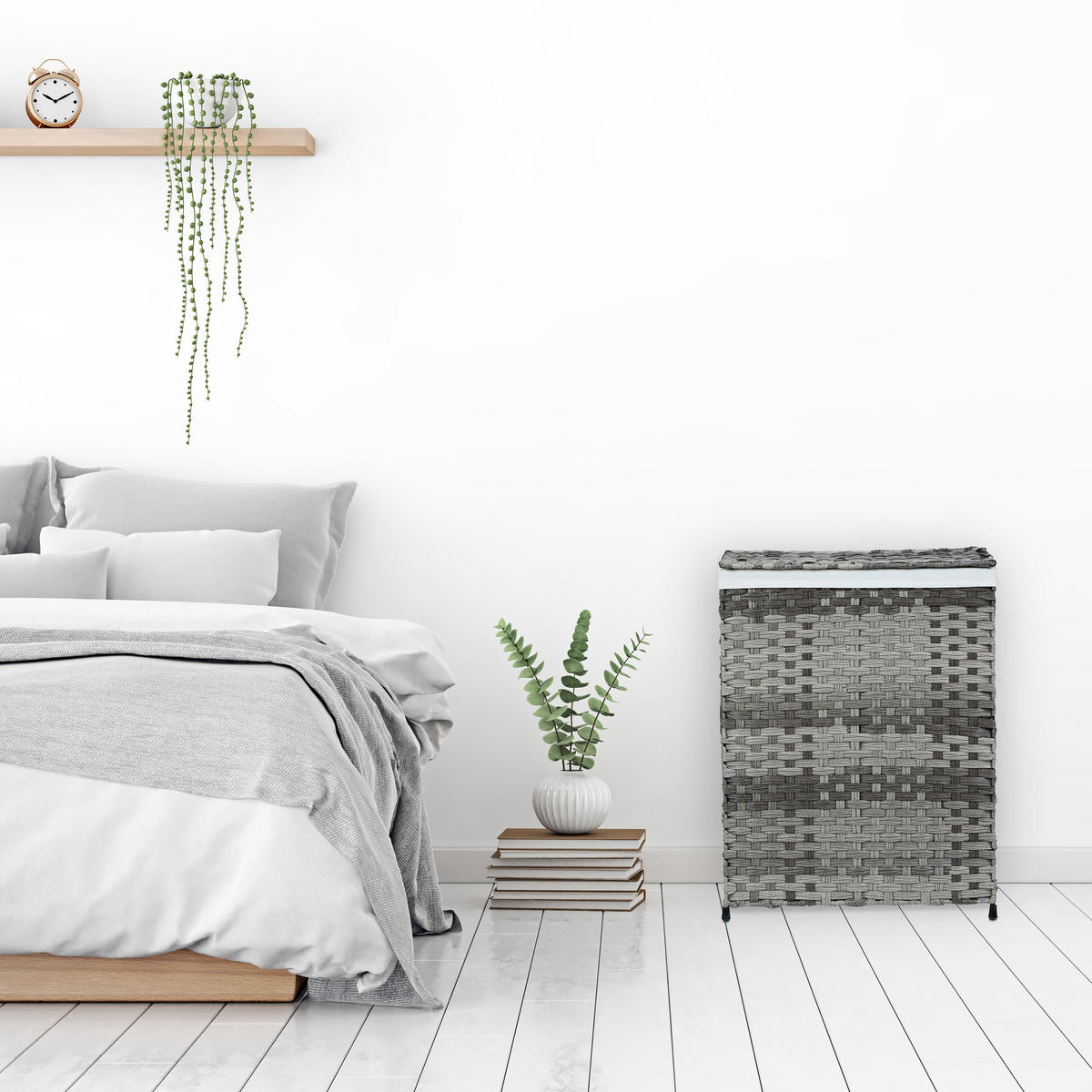 WÄSCHEKORB - Grau, Kunststoff/Textil (46/60/34cm) - Relaxdays