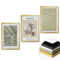 WANDBILDER 3er Set - 40x60 cm Goldrahmen - Gedämpfte Pflanzenmotive - Goldfarben, Kunststoff (40/60cm) - ArtPrintCave