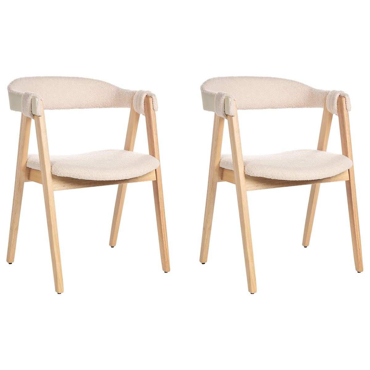 ESSZIMMERSTUHL 2er-Set Hellbeige Day - Beige/Braun, Textil (55/75/57cm) - Beliani